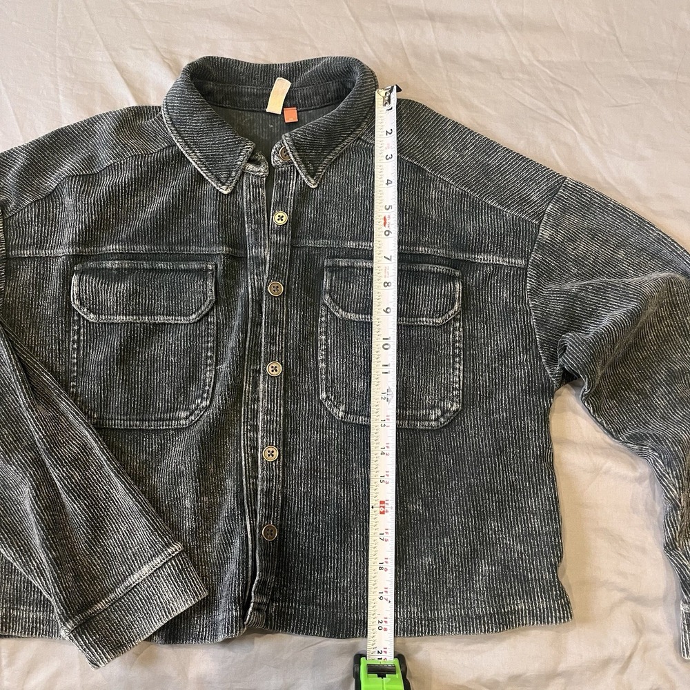 Pilcro Crop Oversized Jacket Black Acid Wash 90s Y2K Style XS Grunge Cotton - Picture 2 of 9